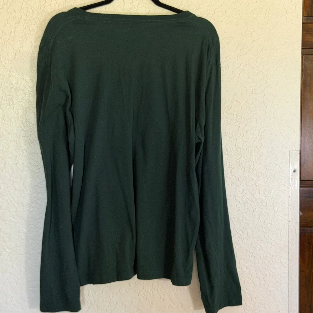 Roots Canada Men Forest Green Long Sleeve Cabin‎ Graphic T Shirt Size M